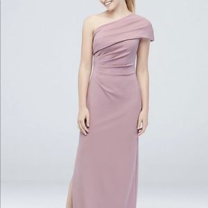 David's Bridal Ruched One-Shoulder Crepe Dress